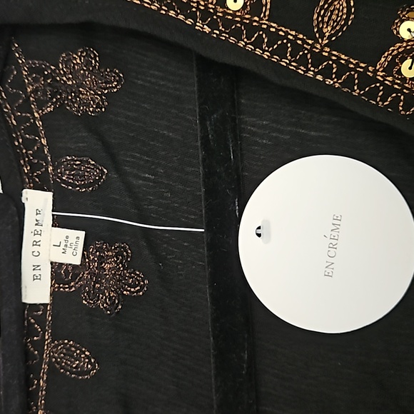 En Creme black and gold embroidered romper - Picture 3 of 8